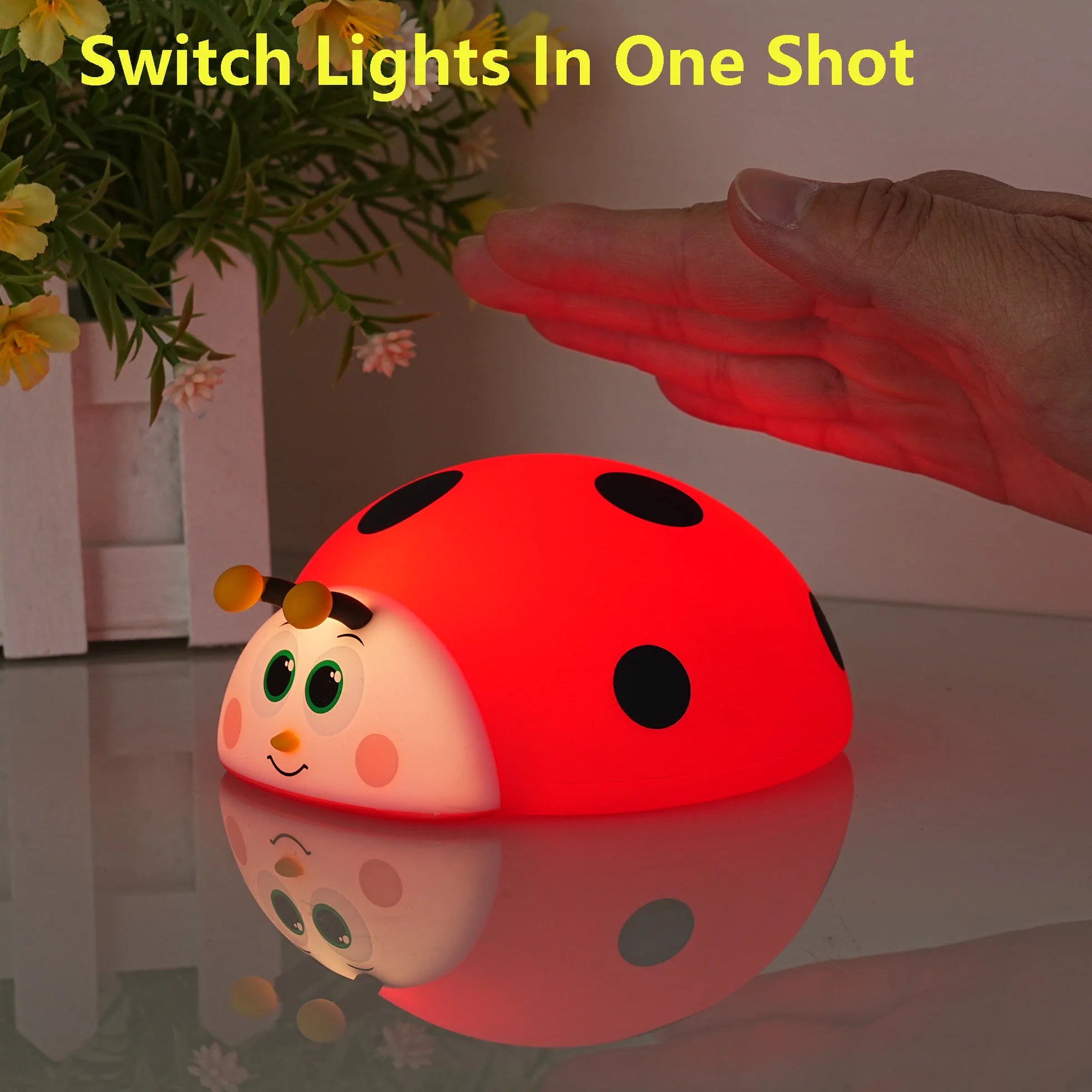 TinyGlow & Co™ Ladybug Silicone Night Light – USB Rechargeable Touch Control Lamp