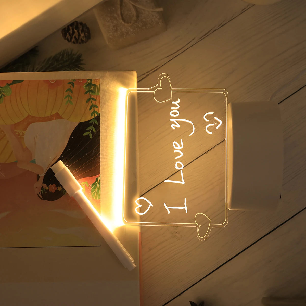 TinyGlow & Co™ USB Creative 3D Luminous Erasable Message Board Night Light