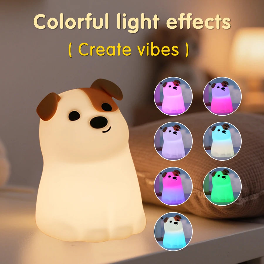 Cute Silicone Led Night Light Rechargeable Animal Toy Birthday Christmas Gifts for Kids Bedroom Table Lamp Dimmable Portable