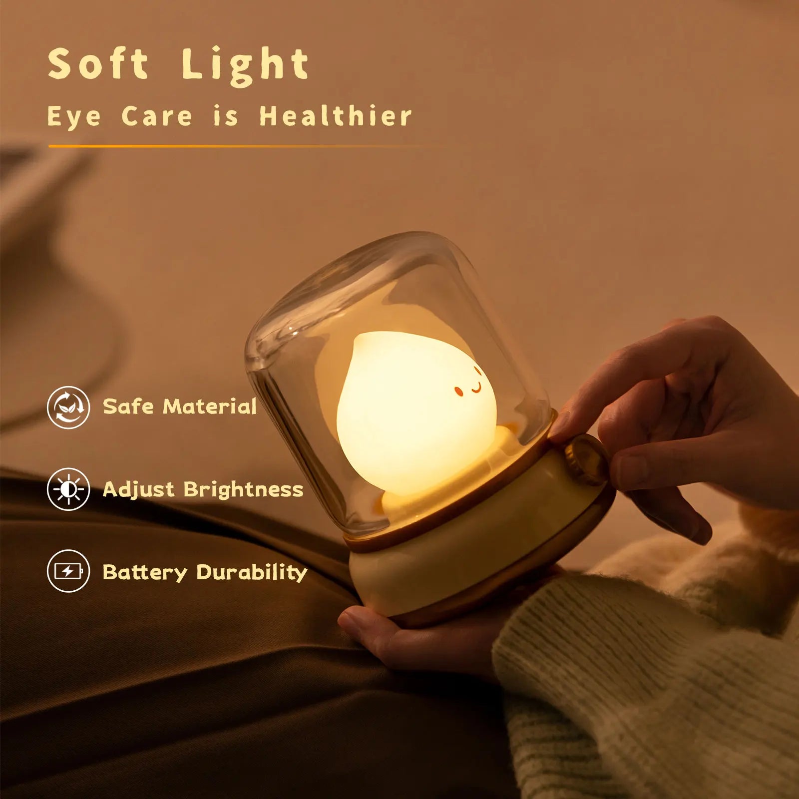 TinyGlow & Co™ LED Flameless Candle Night Light – USB Rechargeable Ambient Lamp