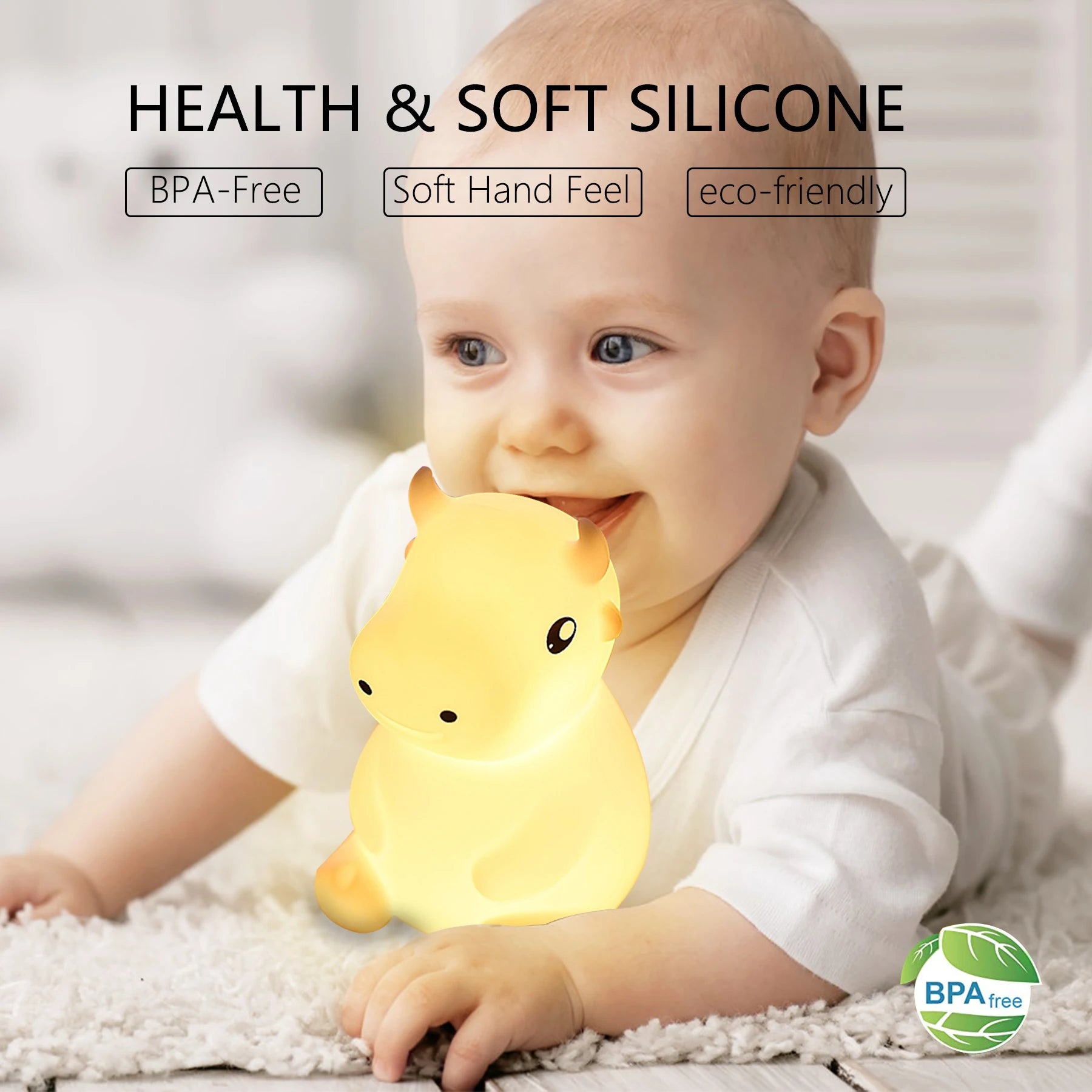 1 Bitable silicone cow creative night light USB light LED light gift toy sleeping lightbedrnight lampoom decoration for children