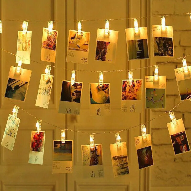 TinyGlow & Co™ LED Photo Clip String Lights - Fairy Garland for Pictures & Cards