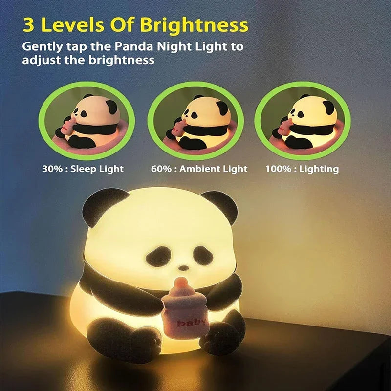 TinyGlow & Co™ Panda Silicone Night Light – Rechargeable LED Ambient Lamp
