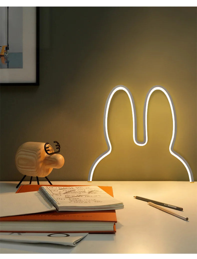TinyGlow & Co™ Rabbit Night Light – USB Powered LED Bedside Lamp for Kids
