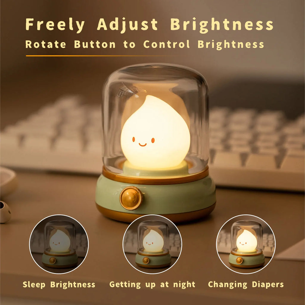 TinyGlow & Co™ LED Flameless Candle Night Light – USB Rechargeable Ambient Lamp