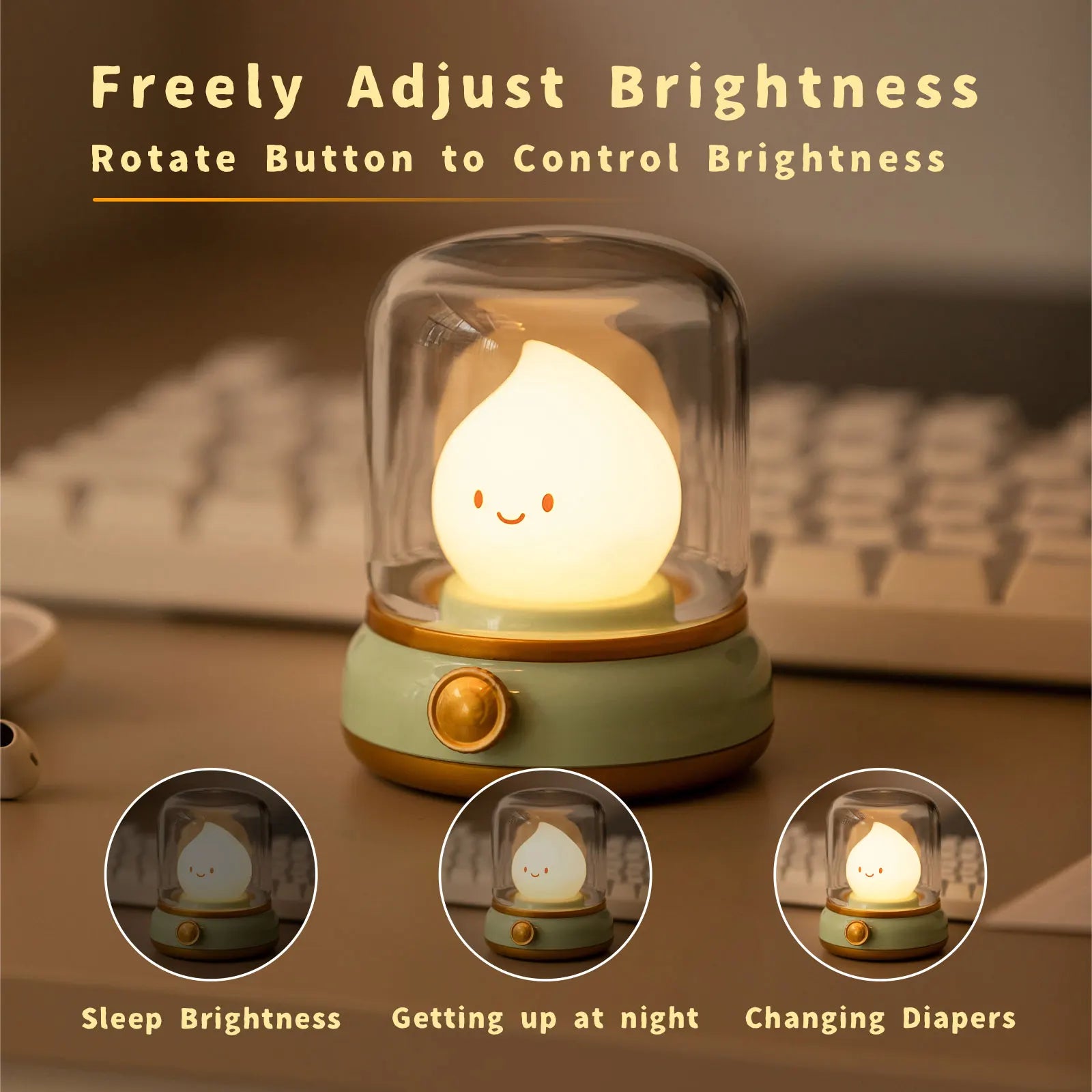 TinyGlow & Co™ LED Flameless Candle Night Light – USB Rechargeable Ambient Lamp