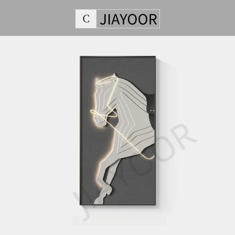TinyGlow & Co™ Horse Modern LED Wall Lamp - Luxury Crystal Porcelain for Living Room & Hallway