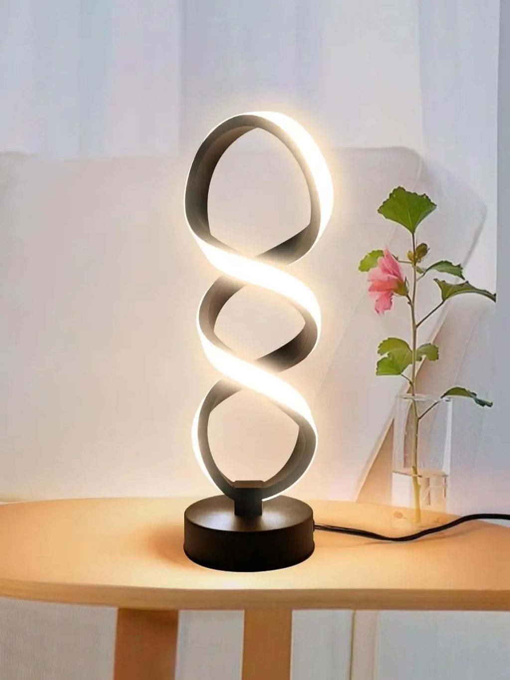 TinyGlow & Co™ Creative Spiral LED Table Lamp – 3 Color Adjustable USB Desk Light