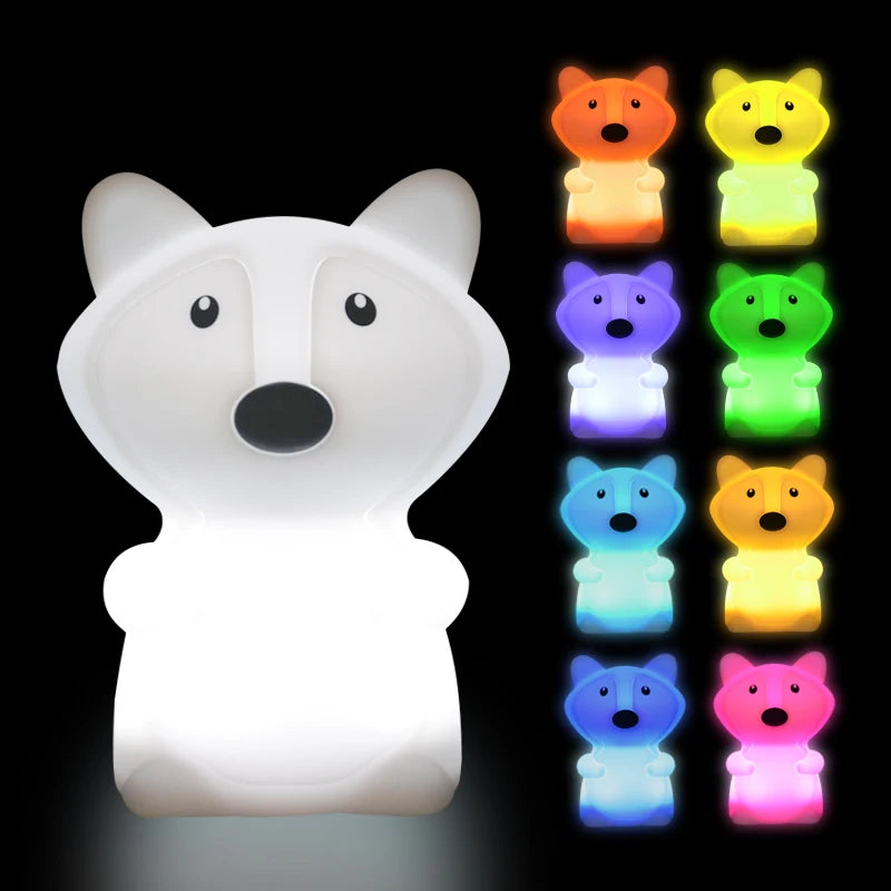 Bear Cat Dog Koala Owl Rabbit LED Night Light Touch Sensor 9 Colors Bedroom Silicone Animal Lamp for Children Kids Baby Gift