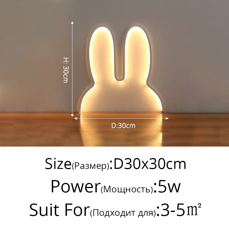 LED Lamp Rabbit Night Lights USB Powered Cute Animal LED Night Lamp Kids Baby Beside Table Lamp Bedroom Nightlight Holiday Gifts