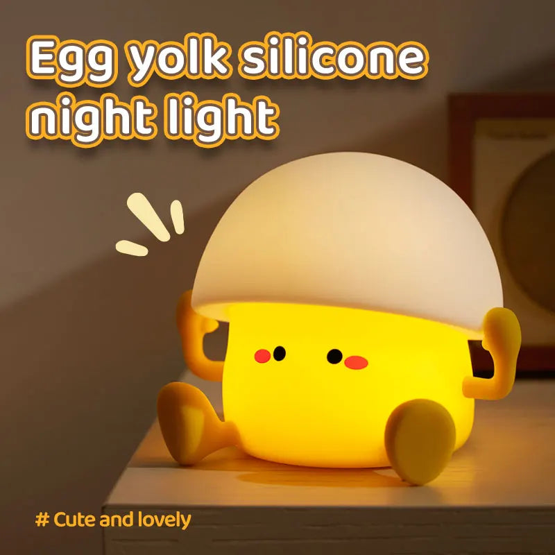 Cute Night Light Egg Yolk Lamp Mushroom Lamp Creative Desktop Decoration USB Charging Indoor Children Night Light Birthday Gift