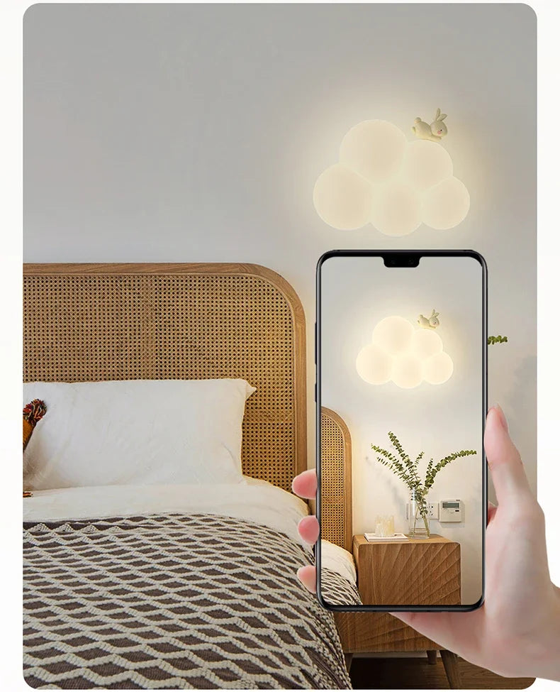 TinyGlow & Co™ Cloud Wall Lamp – Cream Cartoon LED Night Light for Kids