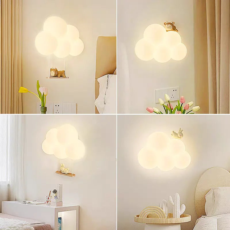TinyGlow & Co™ Cloud Wall Lamp – Cream Cartoon LED Night Light for Kids