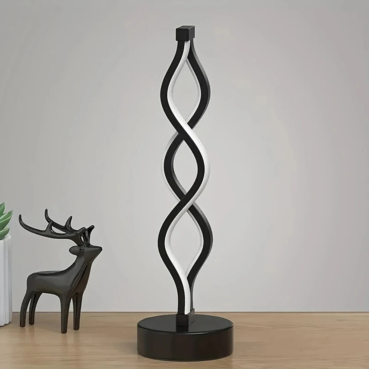 Modern spiral LED desk lamp button controlled USB tri color light suitable for bedside office, living room, dormitory decoration