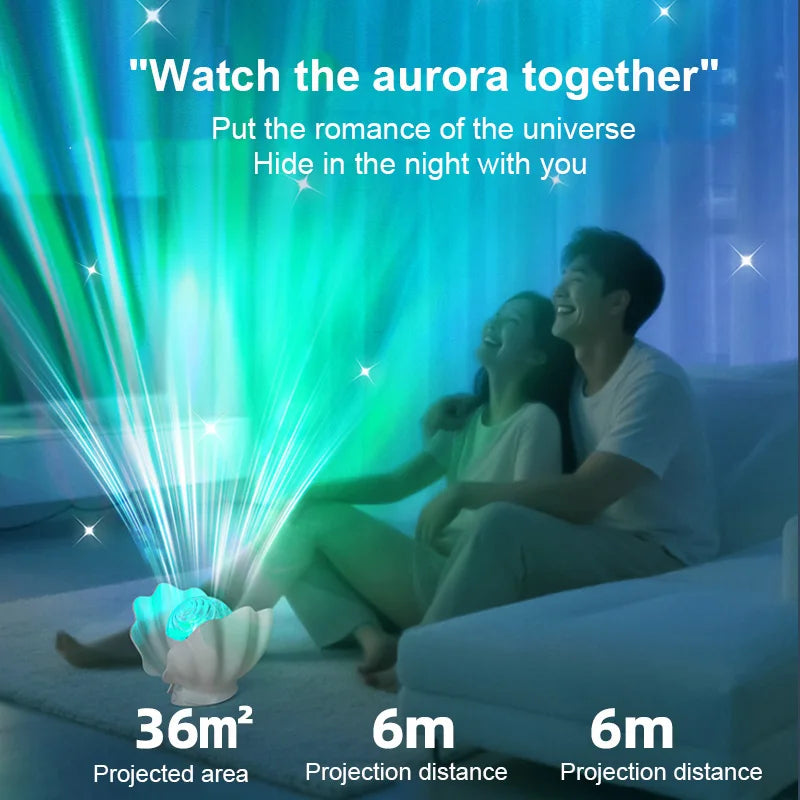 TinyGlow & Co™ Shell Pearl Starry Sky Aurora Projection Night Light
