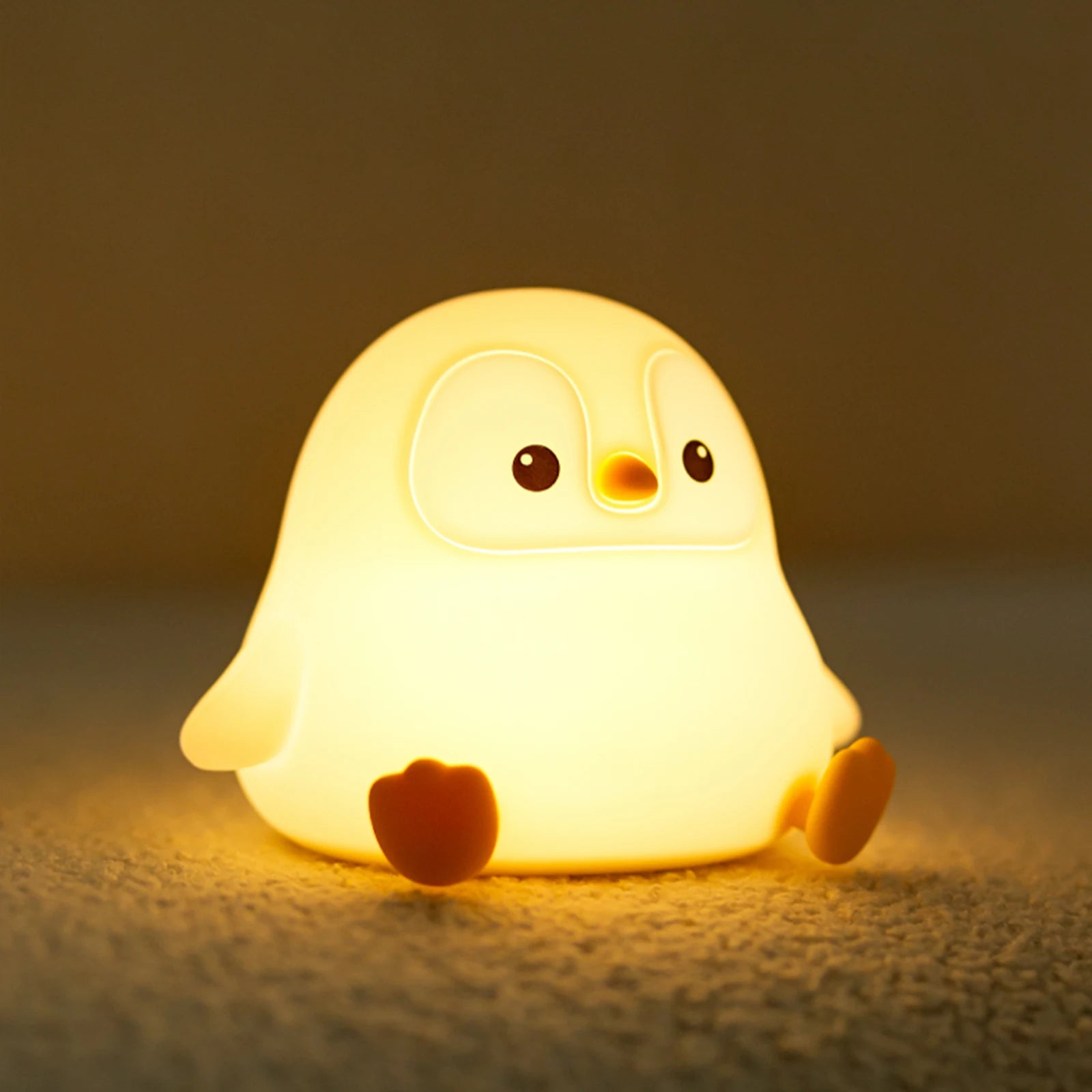 Cute PenguinBaby Night Light Kids Bedroom Rechargeable Animal Silicone Nursery Night Lamp Touch Control Nightlight for Baby Gift