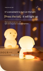 TinyGlow & Co™ Puppy Silicone LED Night Light – Touch Sensor Animal Lamp for Kids