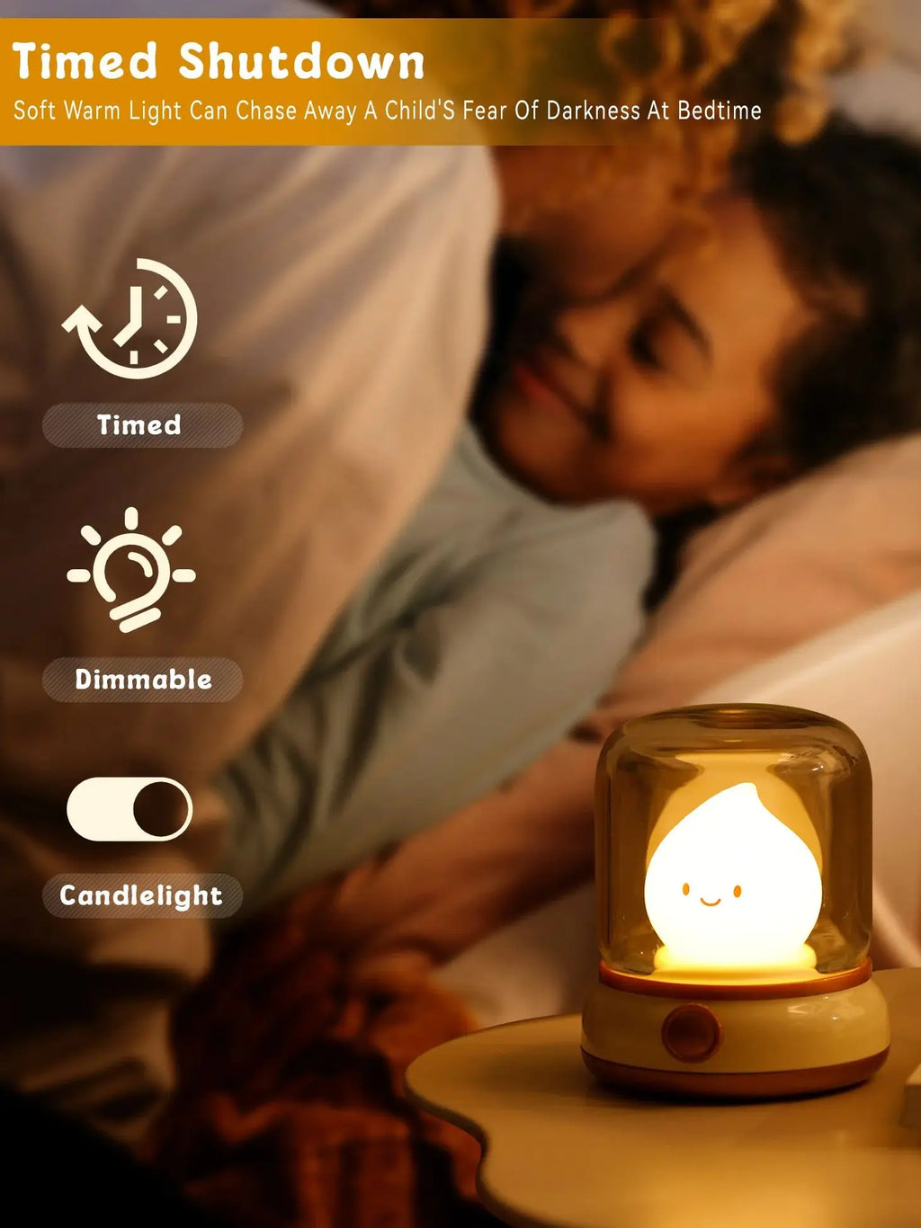 TinyGlow & Co™ LED Flameless Candle Night Light – USB Rechargeable Ambient Lamp