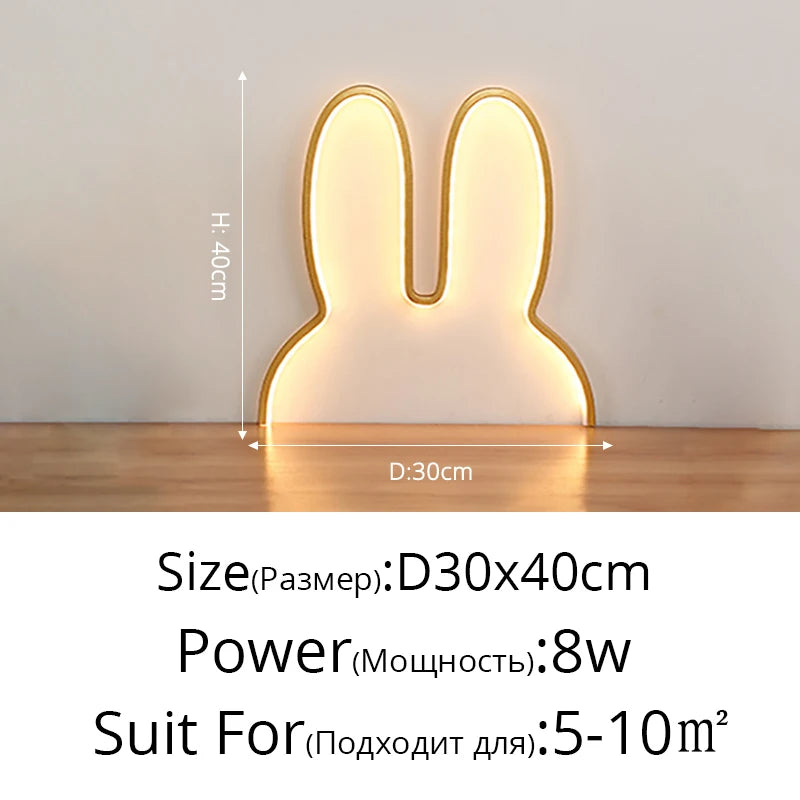 LED Lamp Rabbit Night Lights USB Powered Cute Animal LED Night Lamp Kids Baby Beside Table Lamp Bedroom Nightlight Holiday Gifts