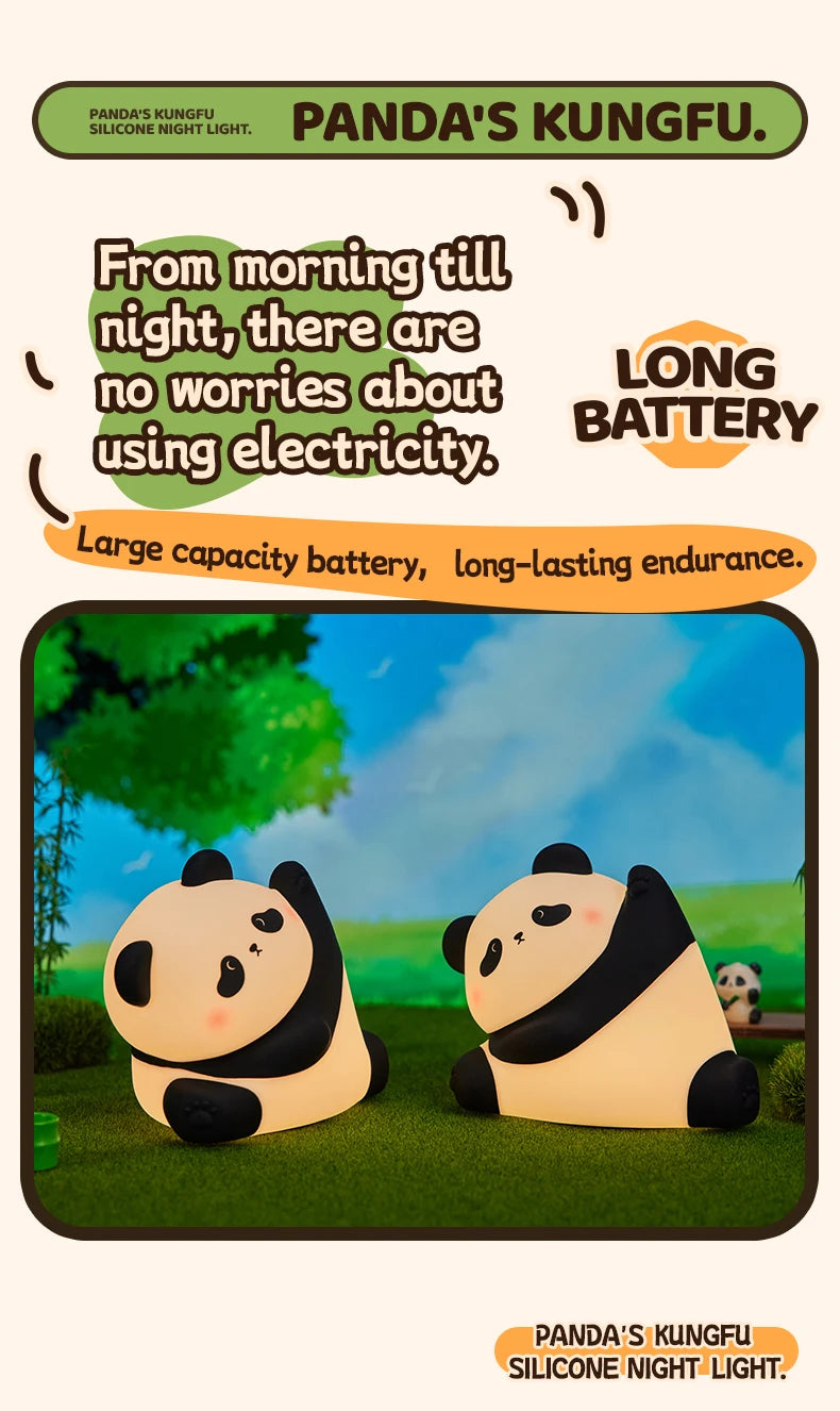 TinyGlow & Co™ Panda LED Night Light – Touch Sensor Silicone Bedside Lamp
