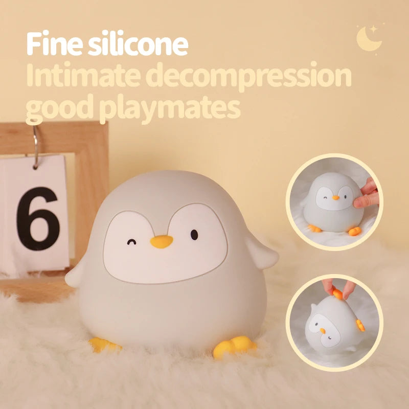 TinyGlow & Co™ Animal Silicone Night Light – Rechargeable Touch Sensor LED Lamp