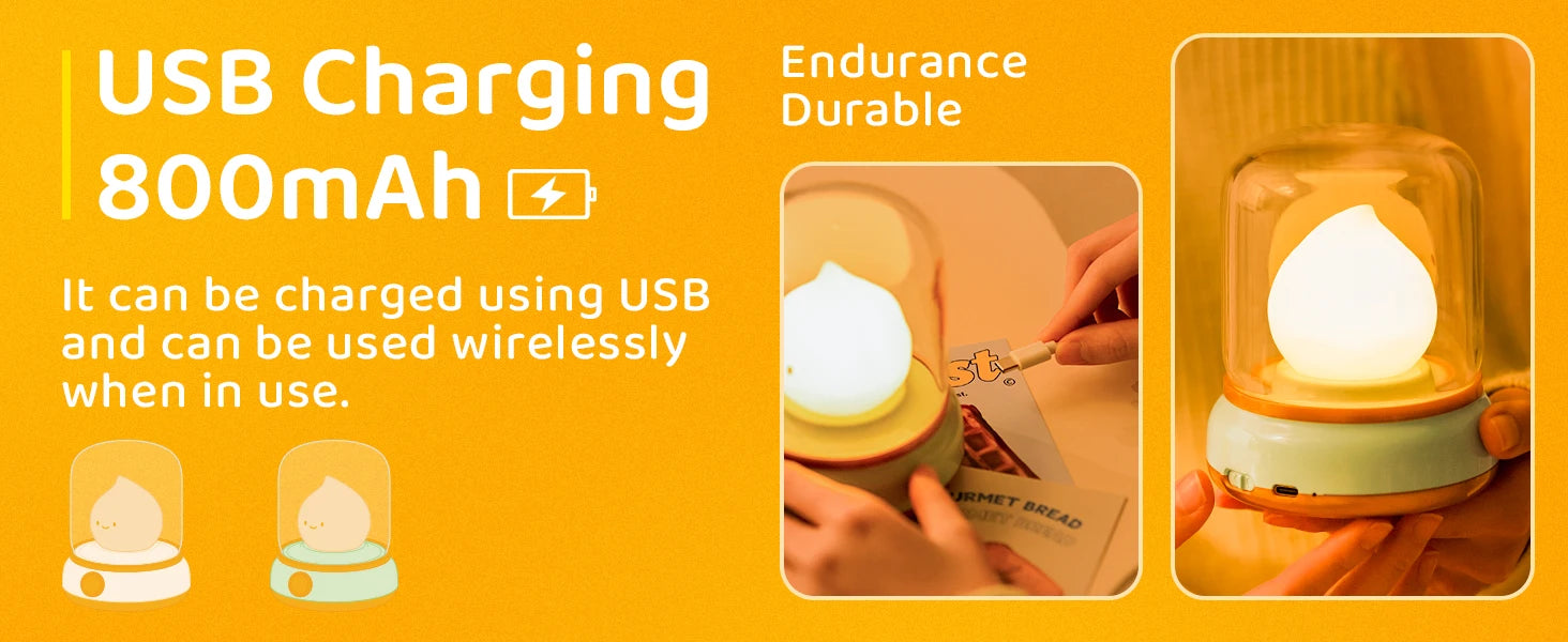 TinyGlow & Co™ LED Flameless Candle Night Light – USB Rechargeable Ambient Lamp