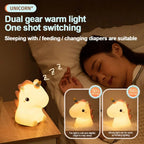 TinyGlow & Co™ Unicorn Silicone LED Night Light – USB Rechargeable Touch Lamp for Kids