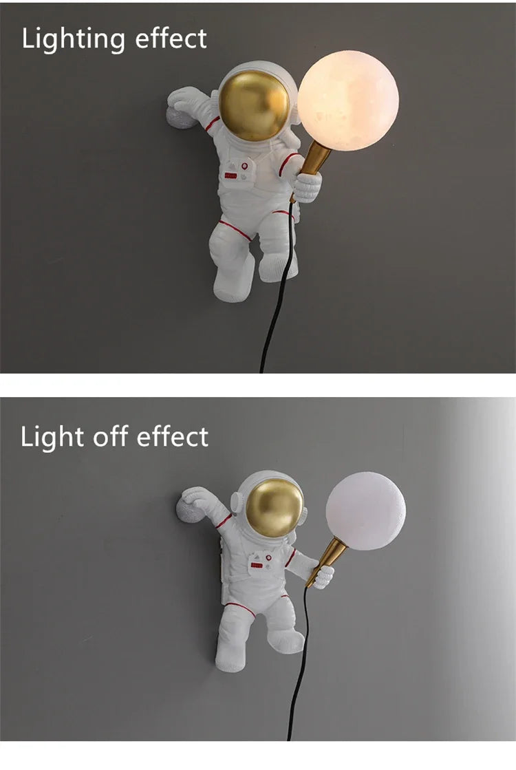 TinyGlow & Co™ Nordic Astronaut Wall Lamp – Creative Cartoon Bedside Light for Kids