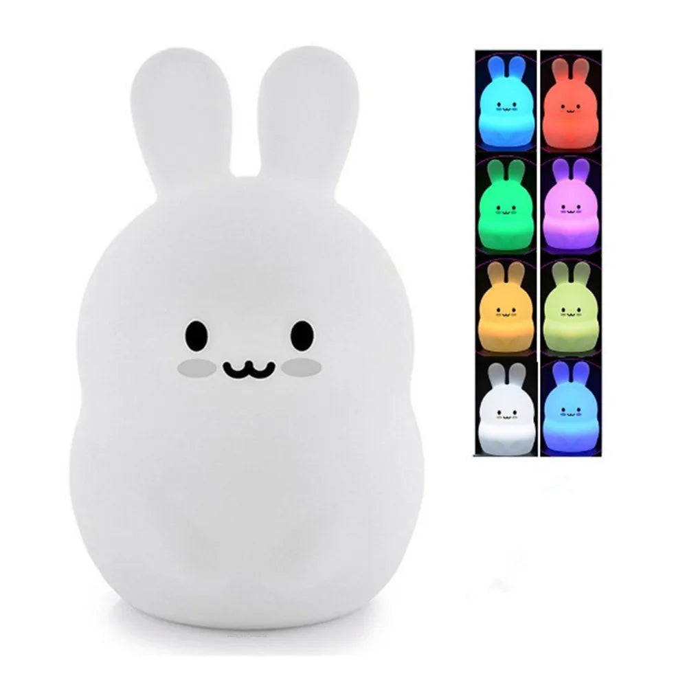 Bear Cat Dog Koala Owl Rabbit LED Night Light Touch Sensor 9 Colors Bedroom Silicone Animal Lamp for Children Kids Baby Gift