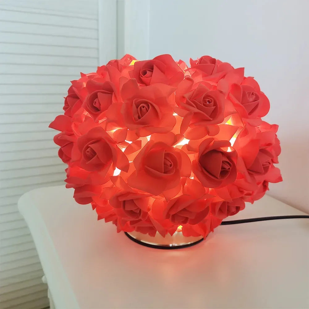 TinyGlow & Co™ Rose Gold Romantic Flower Lamp - Princess Bedroom Bedside Night Light