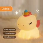 TinyGlow & Co™ Unicorn Silicone LED Night Light – USB Rechargeable Touch Lamp for Kids