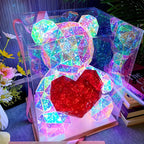 TinyGlow & Co™ LED Teddy Bear Lamp - Colorful Sparkling Rose Gift Light