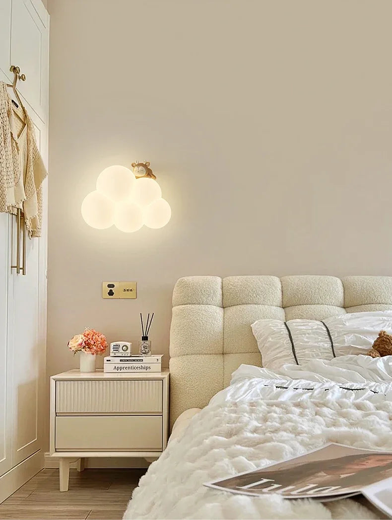 TinyGlow & Co™ Cloud Wall Lamp – Cream Cartoon LED Night Light for Kids