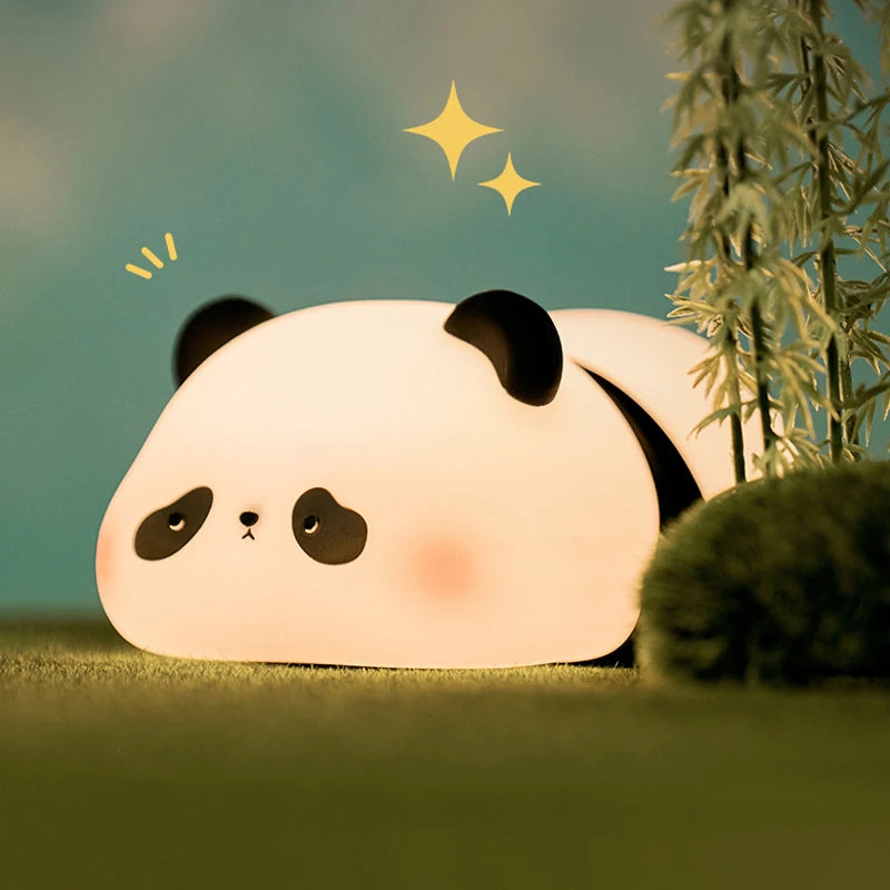 TinyGlow & Co™ Panda LED Night Light – Touch Sensor Silicone Bedside Lamp