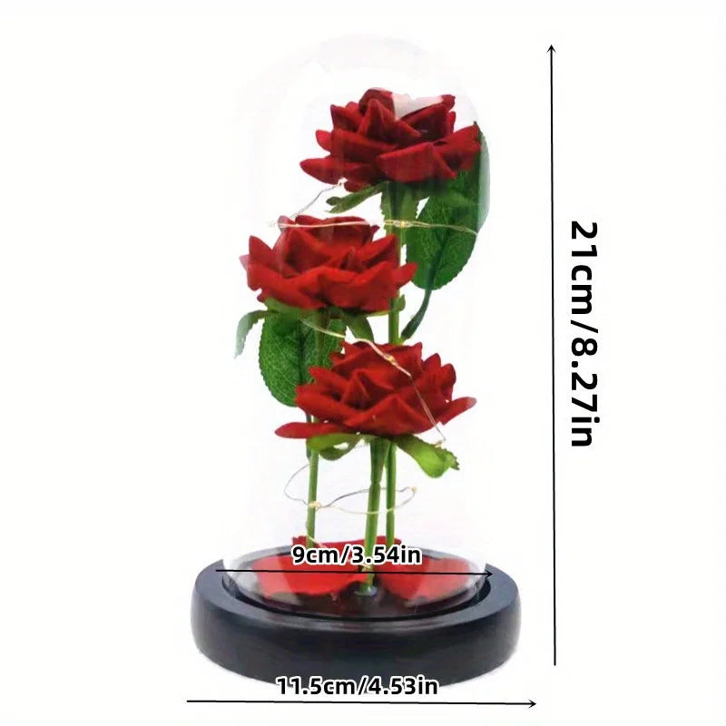 TinyGlow & Co™ Enchanted Rose in Glass Dome with LED Light - Forever Flower Gift