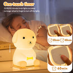 TinyGlow & Co™ Puppy Silicone LED Night Light – Touch Sensor Animal Lamp for Kids