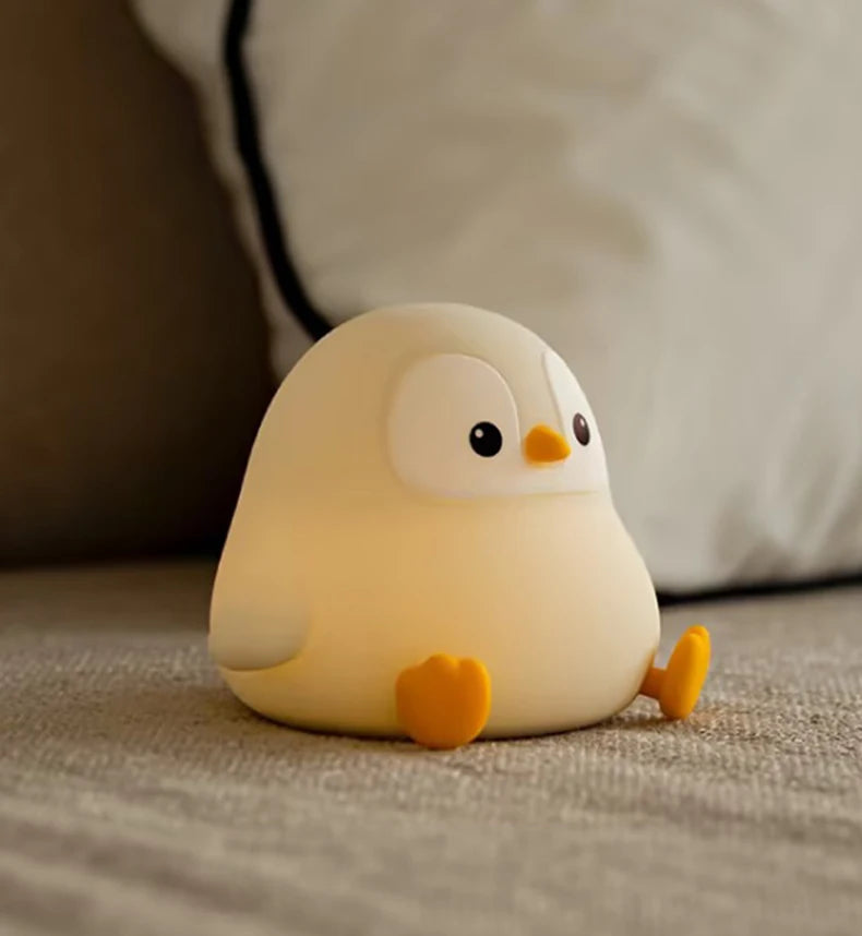 TinyGlow & Co™ Penguin Baby Night Light – Rechargeable Silicone Touch Control Lamp