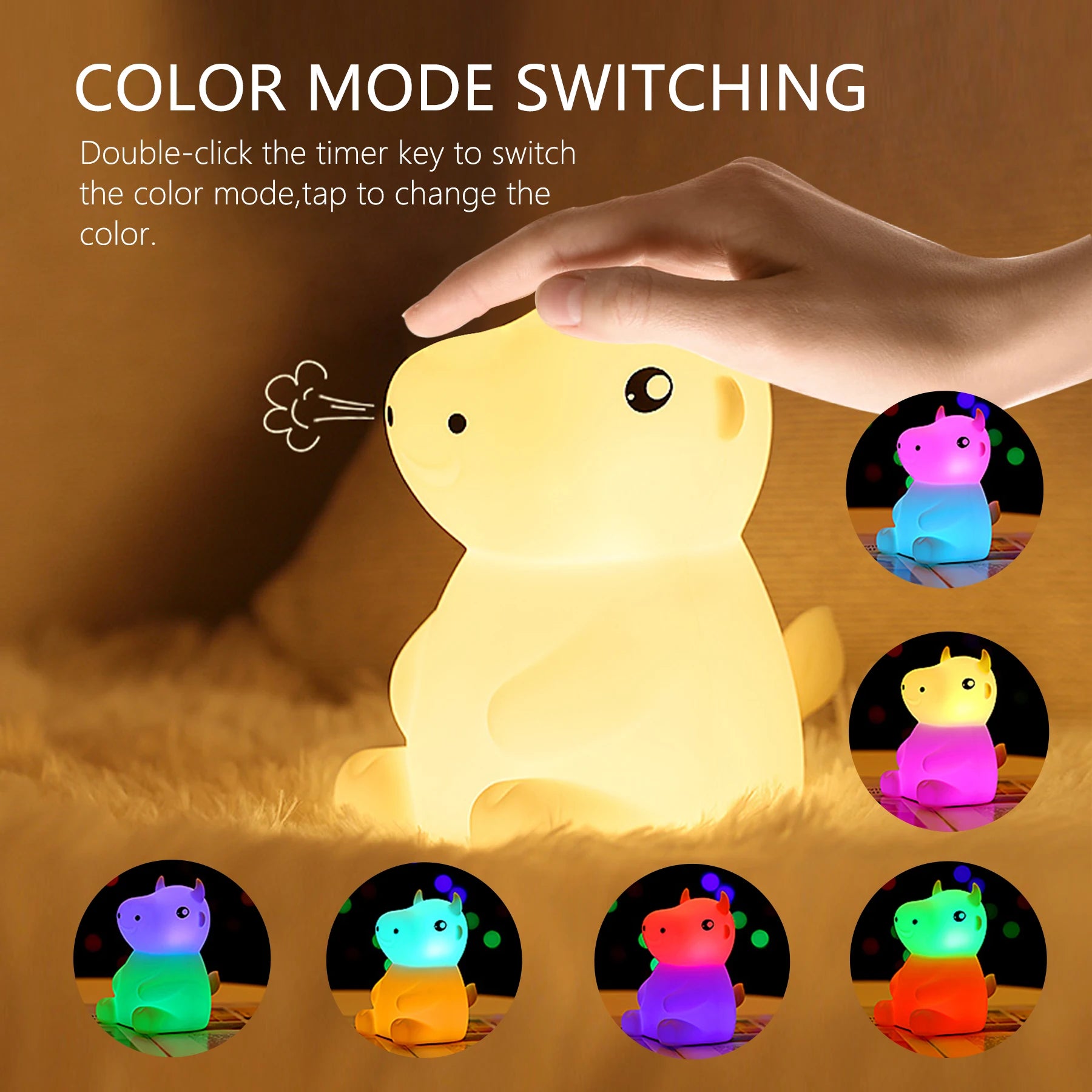 1 Bitable silicone cow creative night light USB light LED light gift toy sleeping lightbedrnight lampoom decoration for children