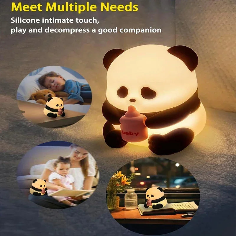 TinyGlow & Co™ Panda Silicone Night Light – Rechargeable LED Ambient Lamp