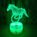 TinyGlow & Co™ 3D Illusion Horse LED Night Light - 16 Color Remote Control Table Lamp for Kids