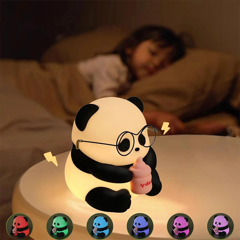 Cute Silicone Panda Night Lights, Rechargeable LED Animal Decor Night Lights Kawaii for Birthday Gifts/Sleep, Christmas Lights