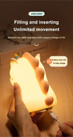 TinyGlow & Co™ Unicorn Silicone LED Night Light – USB Rechargeable Touch Lamp for Kids