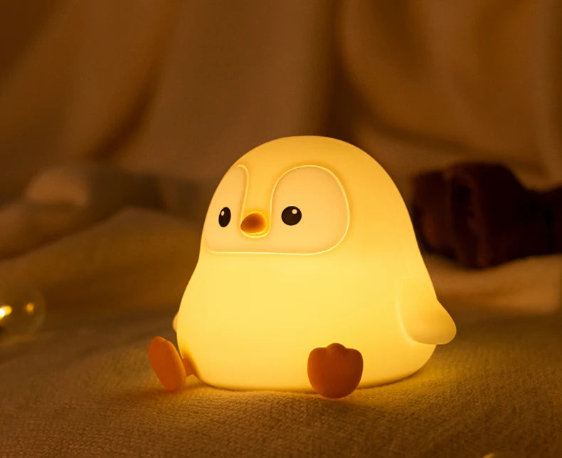 TinyGlow & Co™ Penguin Baby Night Light – Rechargeable Silicone Touch Control Lamp