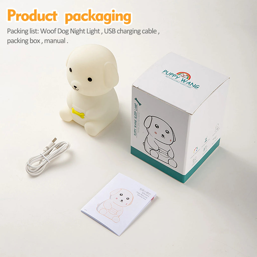 Cute Silicone LED  Puppy Night Light Animal Lamp Touch Sensor Dog Night Lamp Children Kid Bedside Bedroom Decor Birthday Gifts