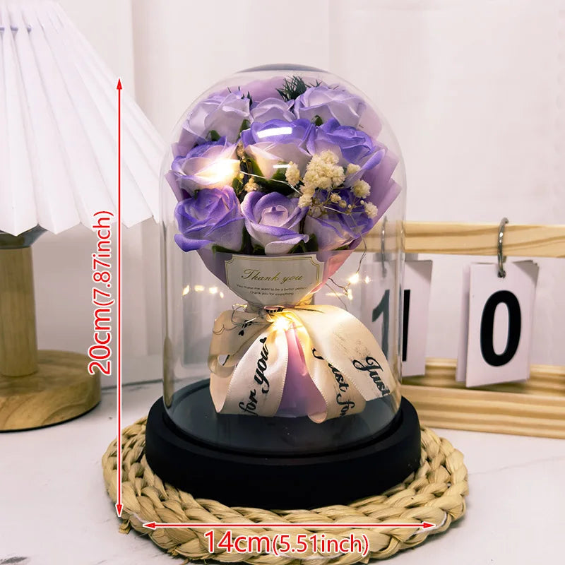 TinyGlow & Co™ Eternal LED Rose in Acrylic Dome - Forever Flower Valentine's Gift