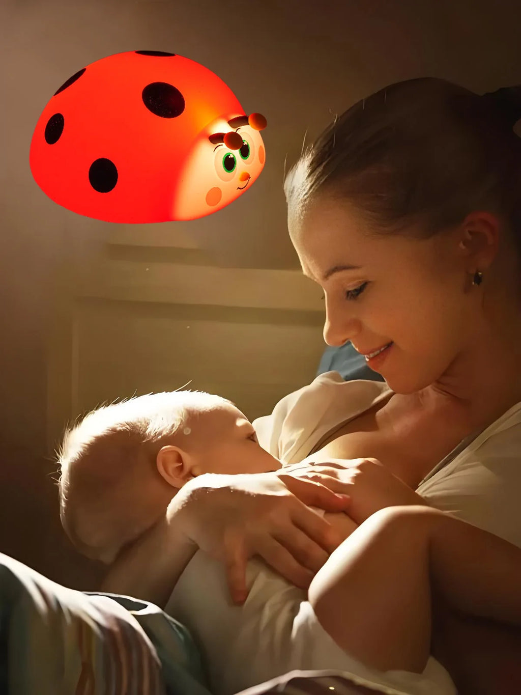 TinyGlow & Co™ Ladybug Silicone Night Light – USB Rechargeable Touch Control Lamp