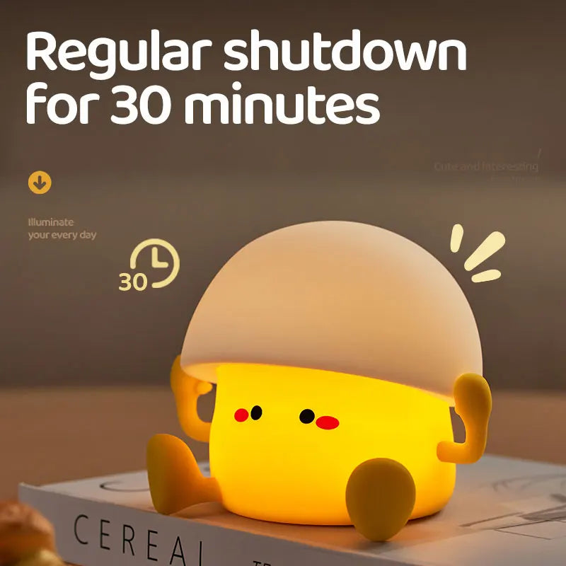 Cute Night Light Egg Yolk Lamp Mushroom Lamp Creative Desktop Decoration USB Charging Indoor Children Night Light Birthday Gift