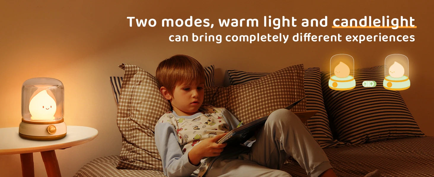 TinyGlow & Co™ LED Flameless Candle Night Light – USB Rechargeable Ambient Lamp