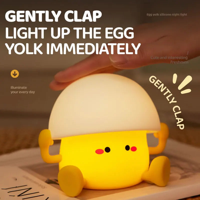 Cute Night Light Egg Yolk Lamp Mushroom Lamp Creative Desktop Decoration USB Charging Indoor Children Night Light Birthday Gift