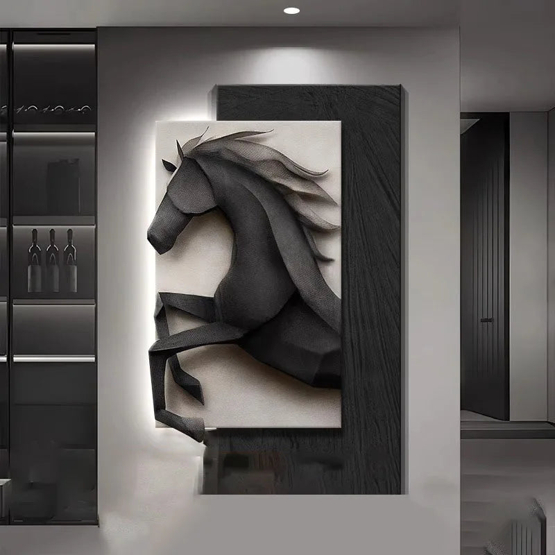 TinyGlow & Co™ Horse Entrance LED Wall Lamp - Luxury Mural Light for Hallway & Background Décor